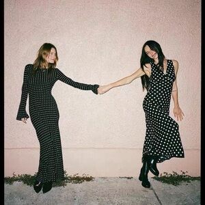 Realisation Black and White Polka Dot Maxi Dress,XS